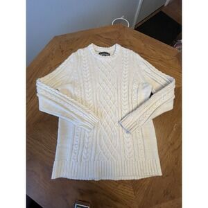 American Eagle Cable Knit Sweater Cream Ivory Chunky Knit Crewneck Size M